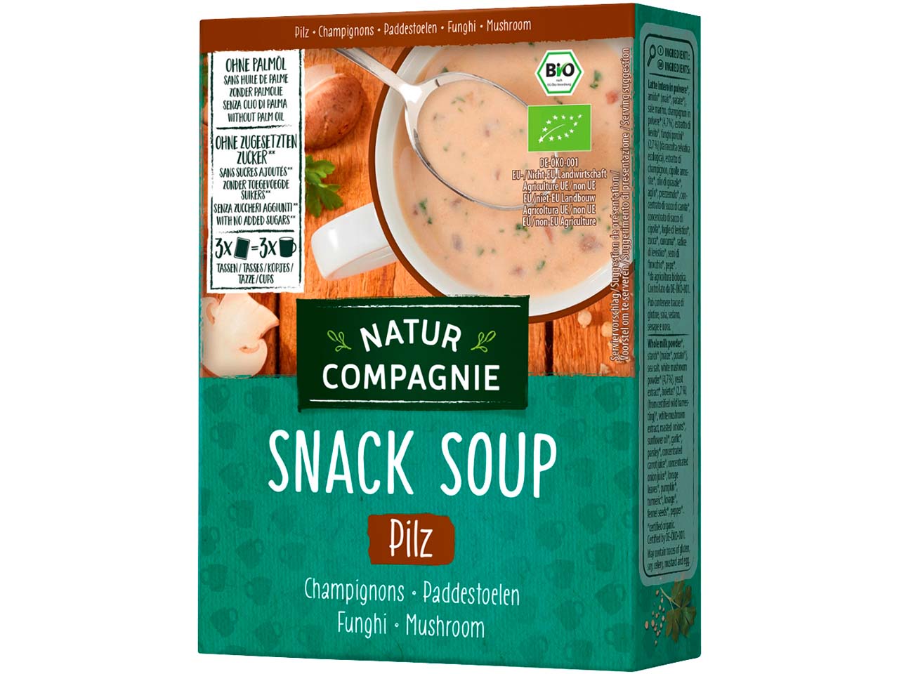 Natur Compagnie Bio-Pilzcremesuppe 'Snack Soup' Pilz, 3 x 17 g