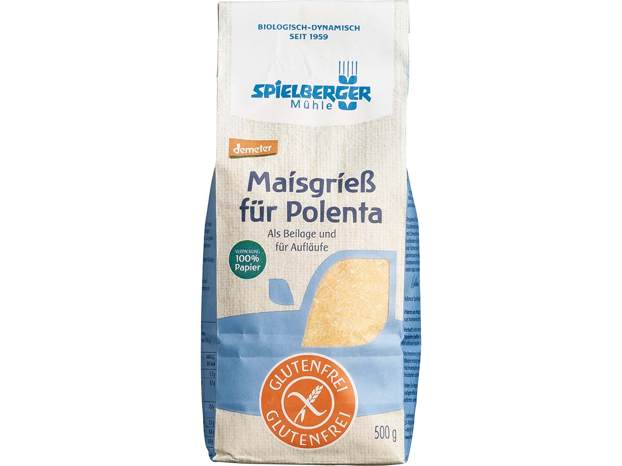Spielberger Mühle Bio-Maisgrieß für Polenta, 500 g