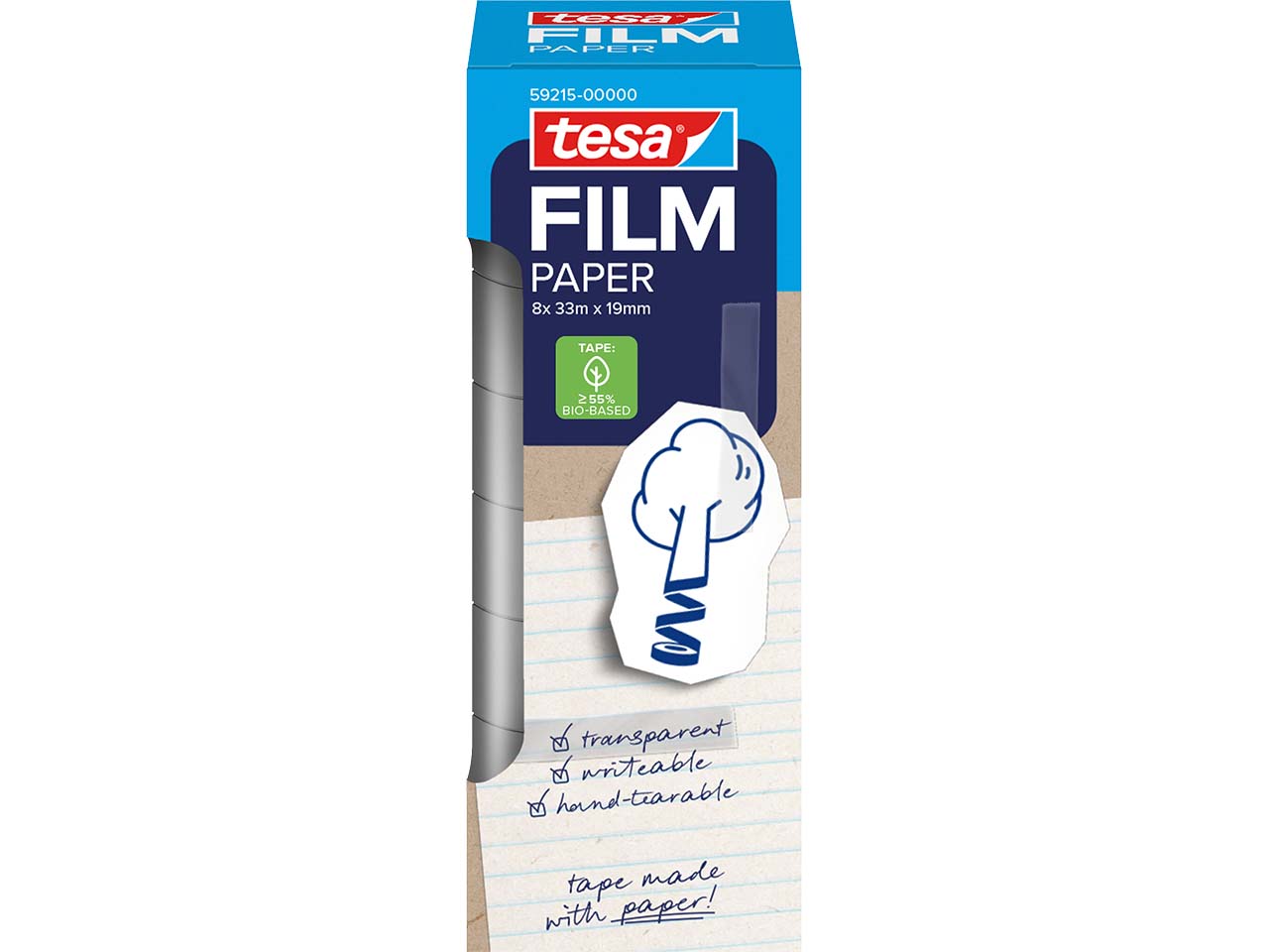 tesafilm Papier-Klebeband "Paper" 19 mm x 33 m, 8 Rollen