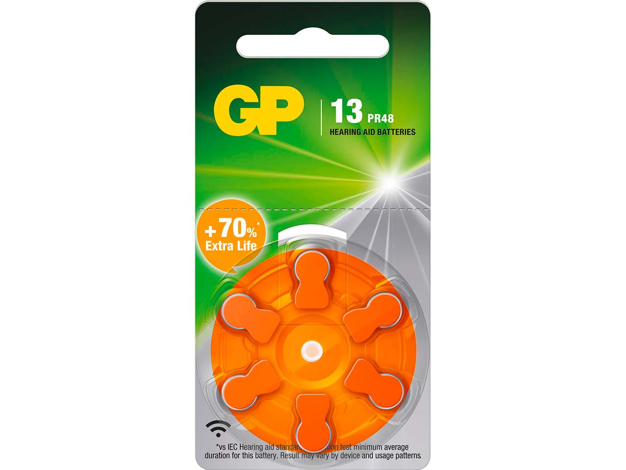 GP Battery Hörgerätebatterie "ZA13" Zink-Luft, 1,4V, 6 Stk.