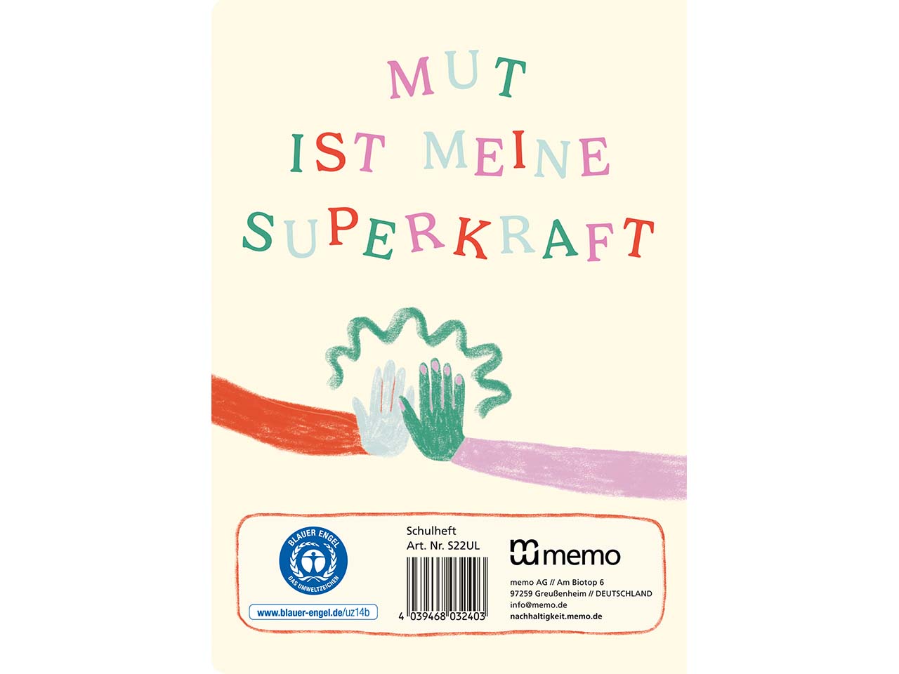 memo x SOS-Kinderdörfer weltweit Schulheft DIN A5, 16 Blatt, Lin. 2, Kontrastlineatur