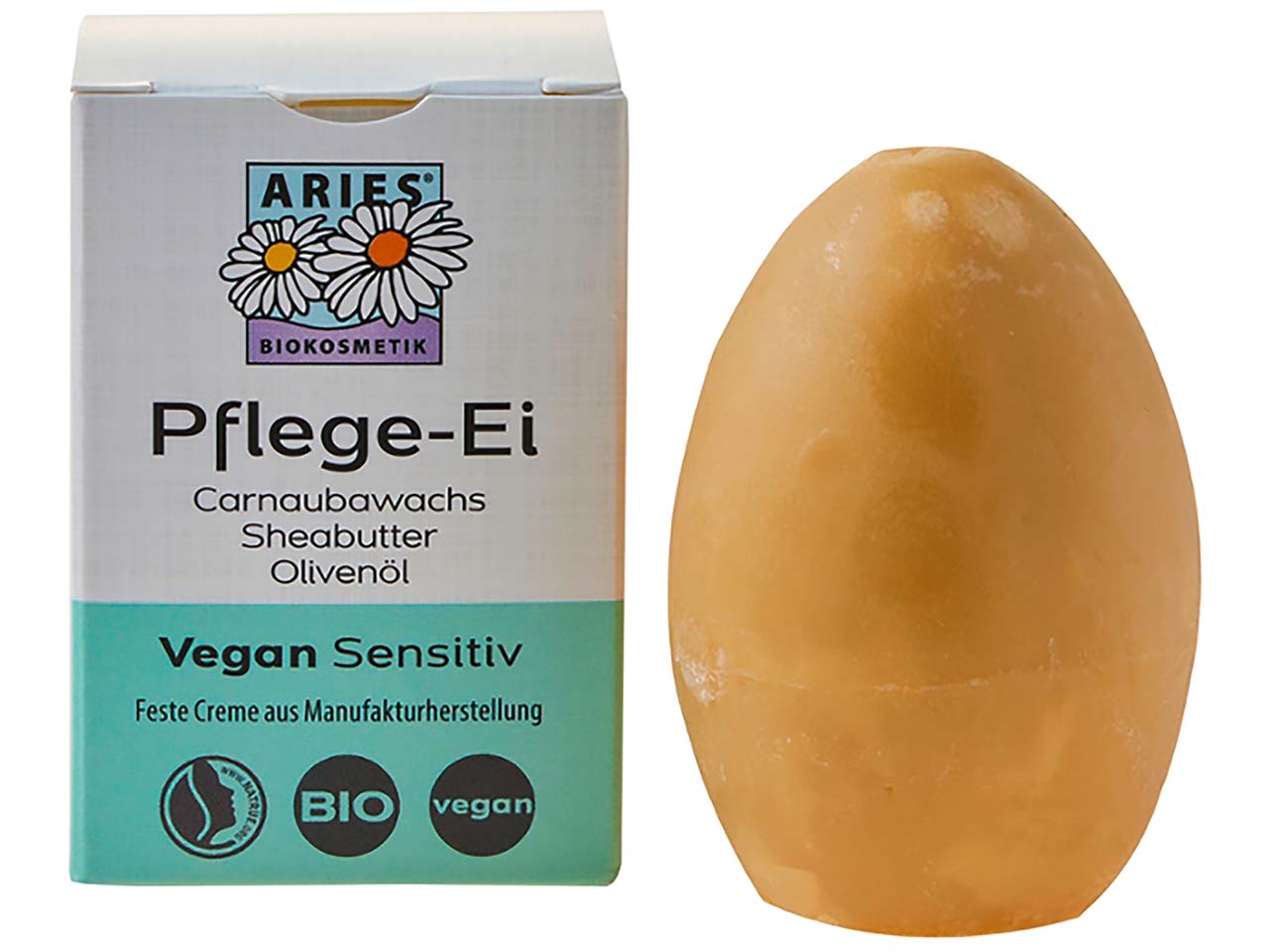 ARIES Vegane Feste Bio-Creme "Pflege-Ei Sensitiv", 50 g