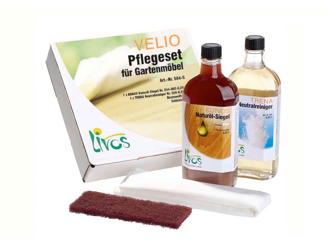 Livos Pflege- und Reparaturset für Gartenmöbel, inkl. Neutralreiniger, Naturöl-Siegel
