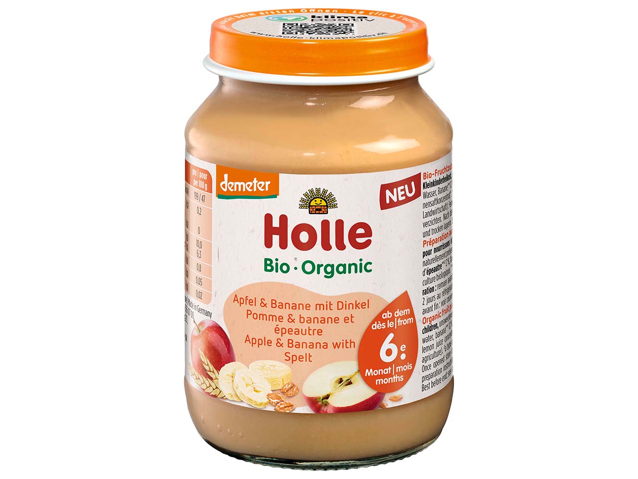 Holle Bio-Apfel & Banane mit Dinkel, ab 6. Monat, Beikost, 190 g