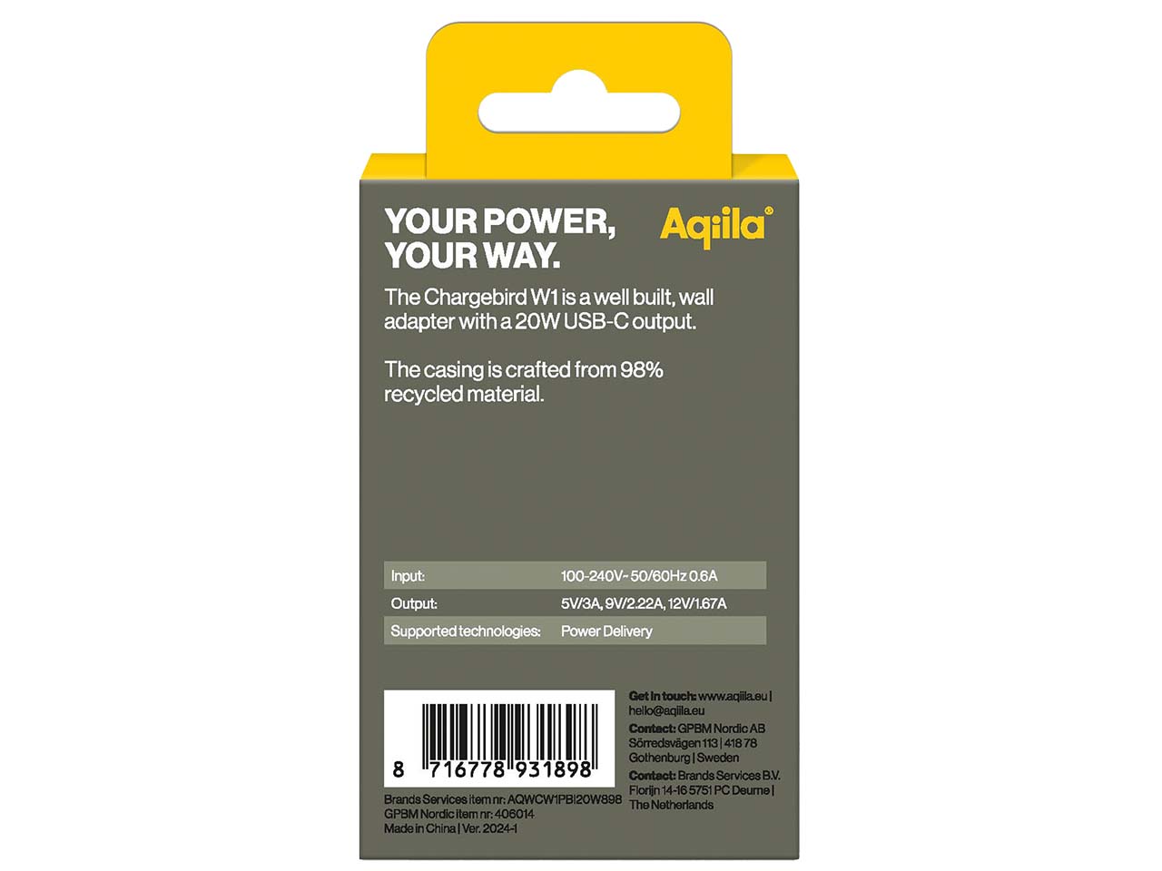 Aqiila USB Ladegerät und Ladeadapter "Chargebird W1"