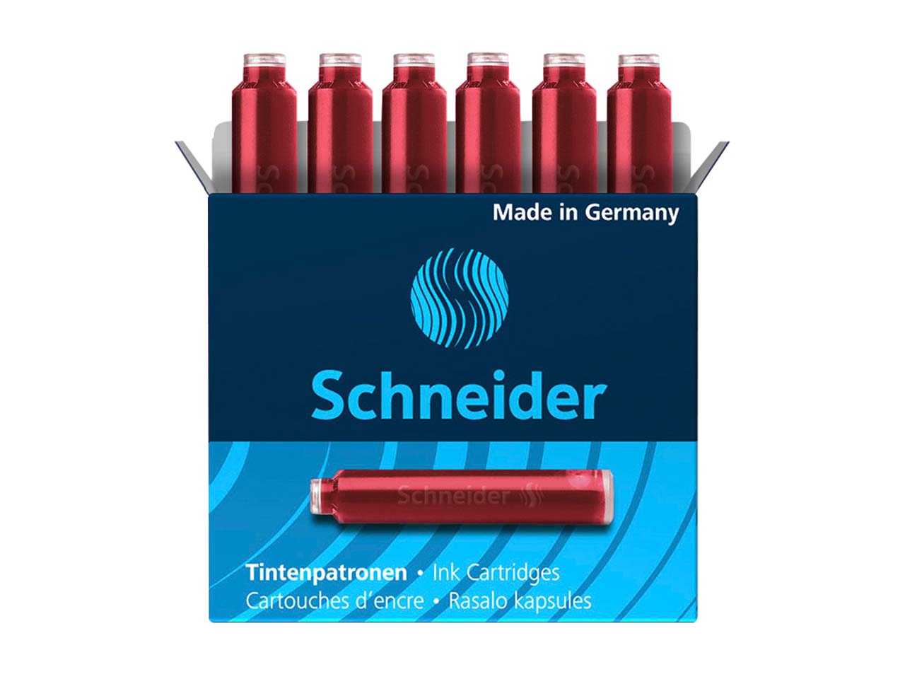 6 Schneider Tintenpatronen 6602 für Füller, rot