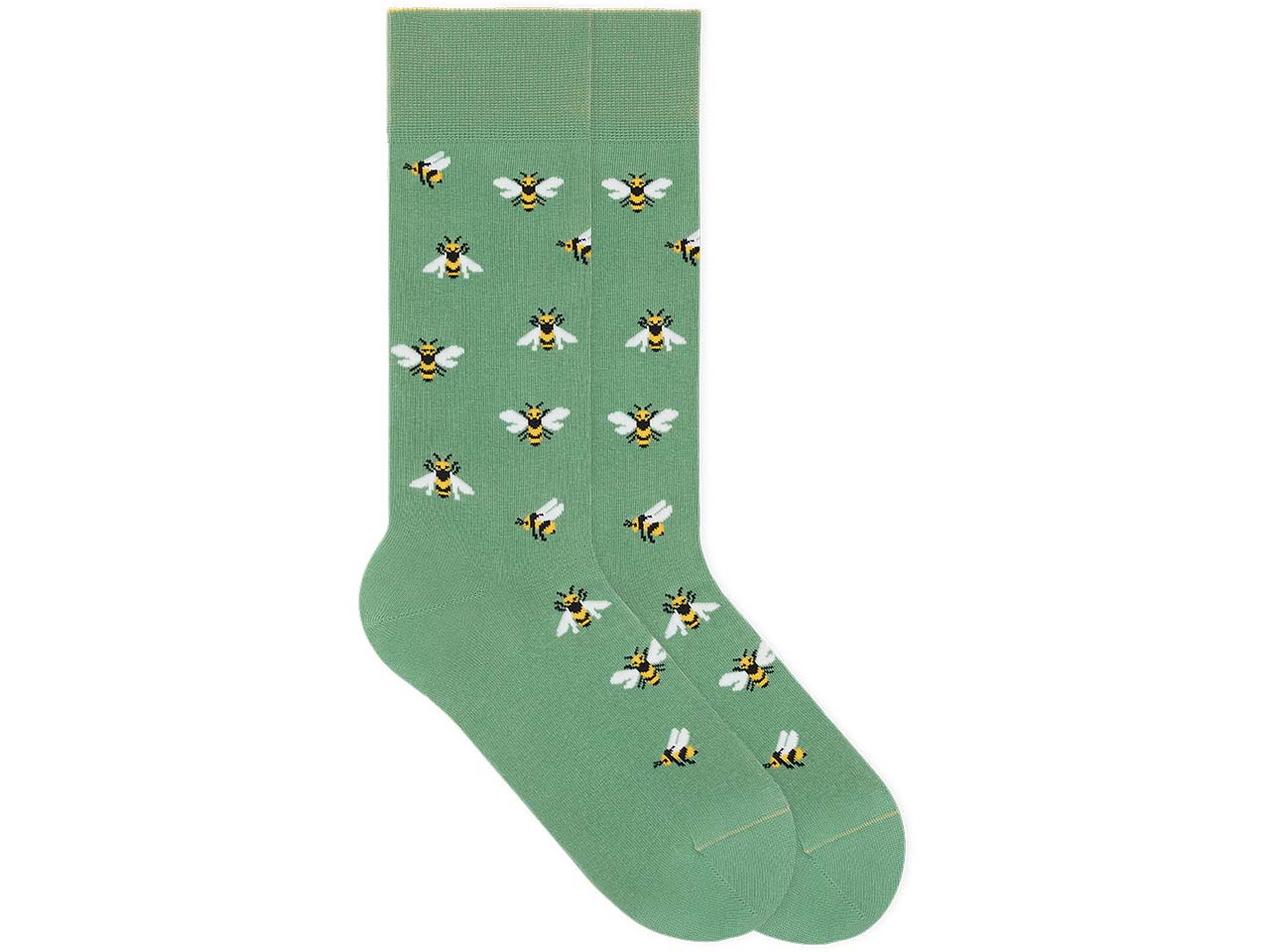 VON JUNGFELD Bio-Socken 'Bees', dark mint, Gr. 36/40