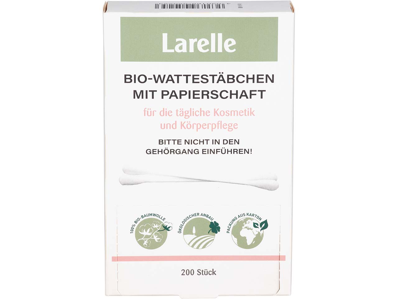 Larelle Bio-Wattestäbchen mit FSC-zertifiziertem Papierschaft, 200 Stk.