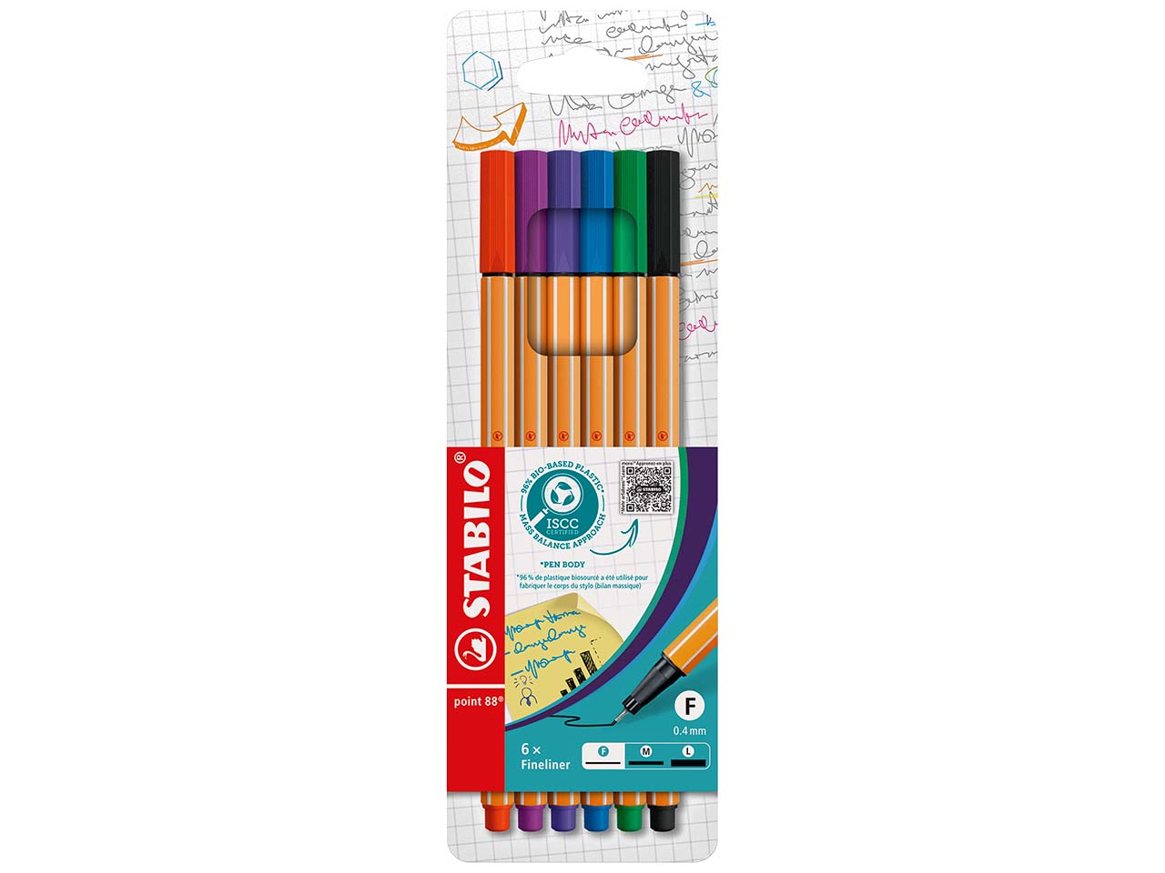 STABILO Fineliner "point 88", ISCC Plus 96%, 6er-Set