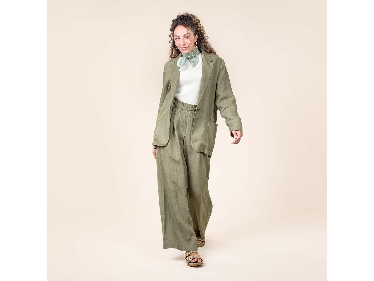 Living Crafts Damen-Hose "TOINI" mit flexiblem Bund, sage, Gr. 36