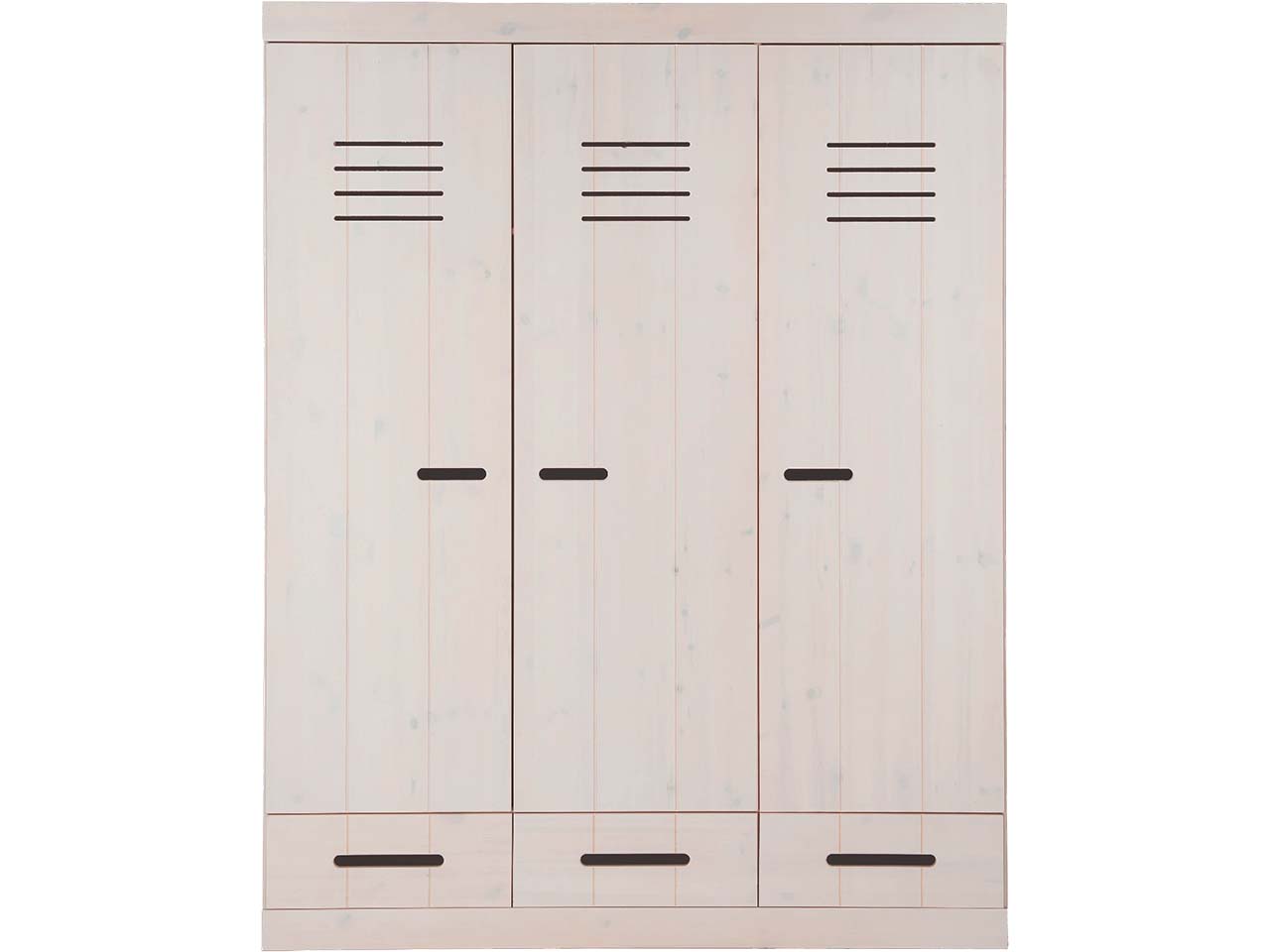 Kleiderschrank "Tobykids" 3 Türen, 3 SL, B150xT58xH190 cm, Kiefer weiß