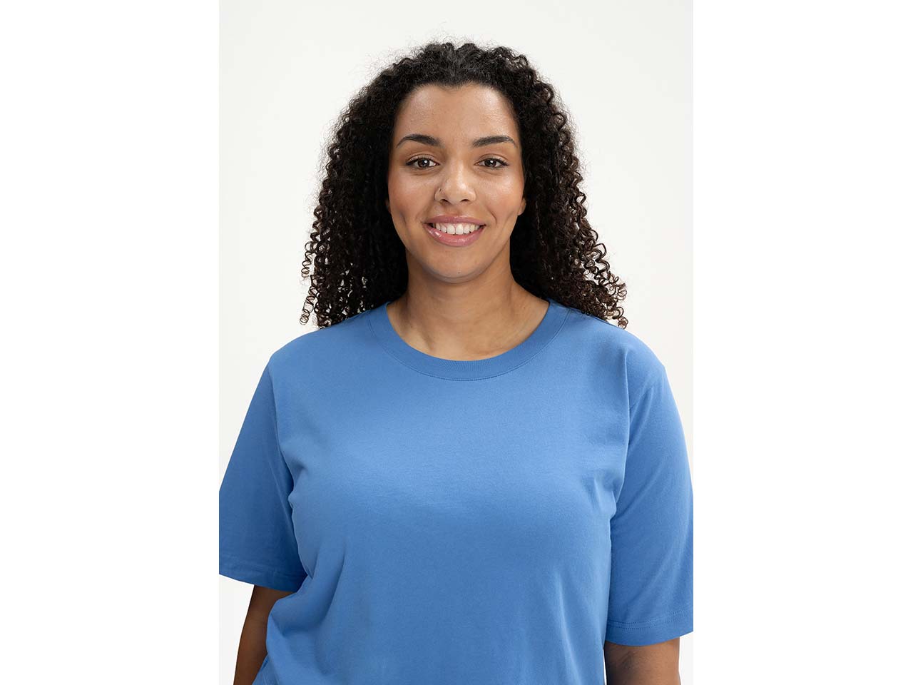 MELA Bio-Damen-T-Shirt "DESNA" mit Rundhalsausschnitt, azur, Gr. S