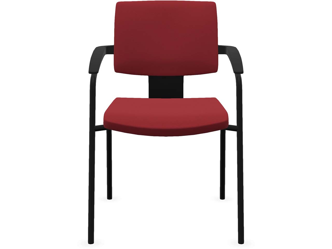 Profim Besucherstuhl "XENON" mit Armlehnen, stapelbar, schwarz, Stoff: rot
