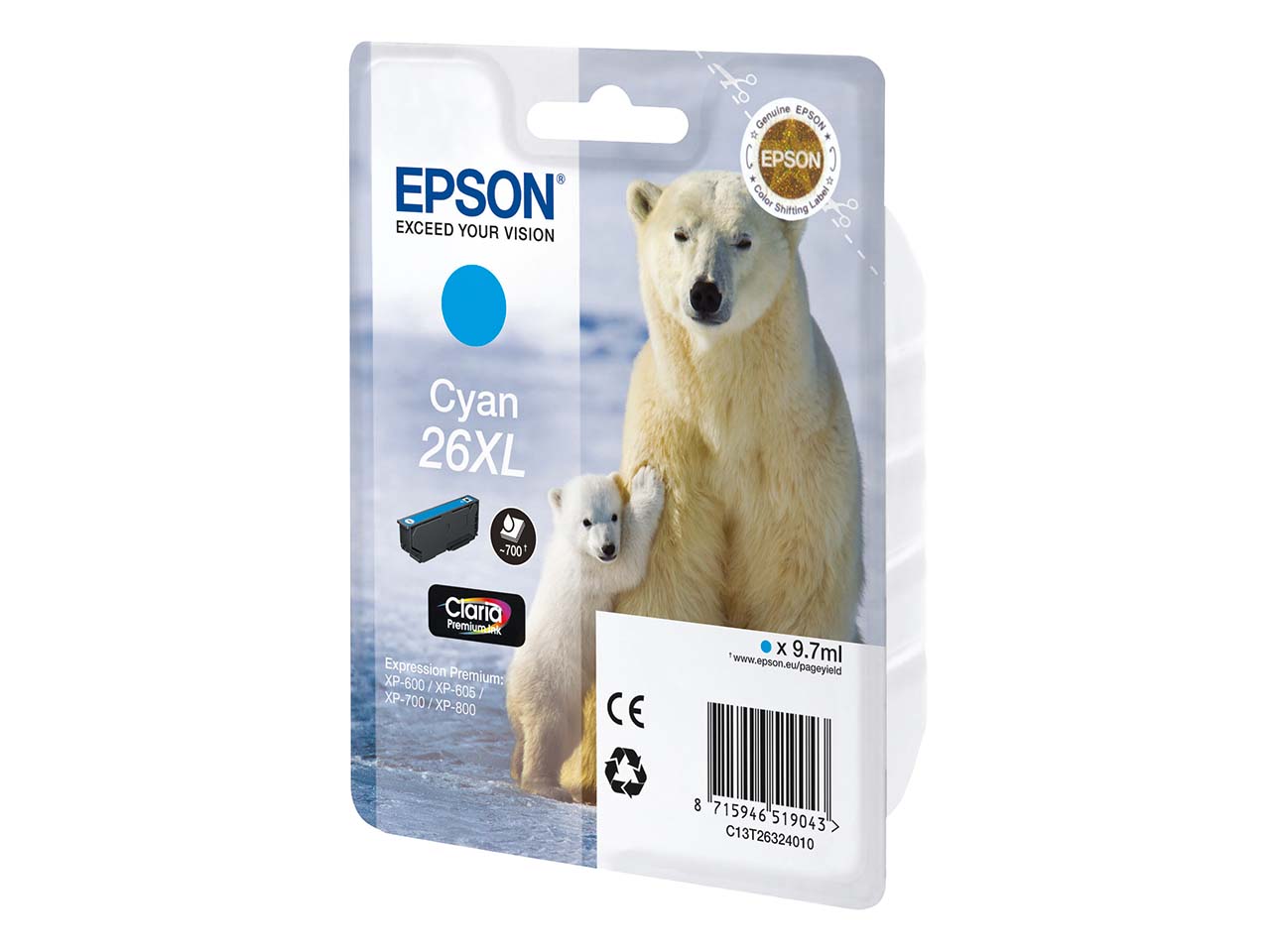 Epson Tintenpatrone 26 XL cyan