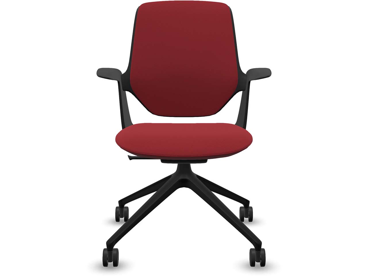 Profim Besucherstuhl "TRILLO PRO" mit Sternfußgestell auf Rollen, schwarz, Stoff: rot