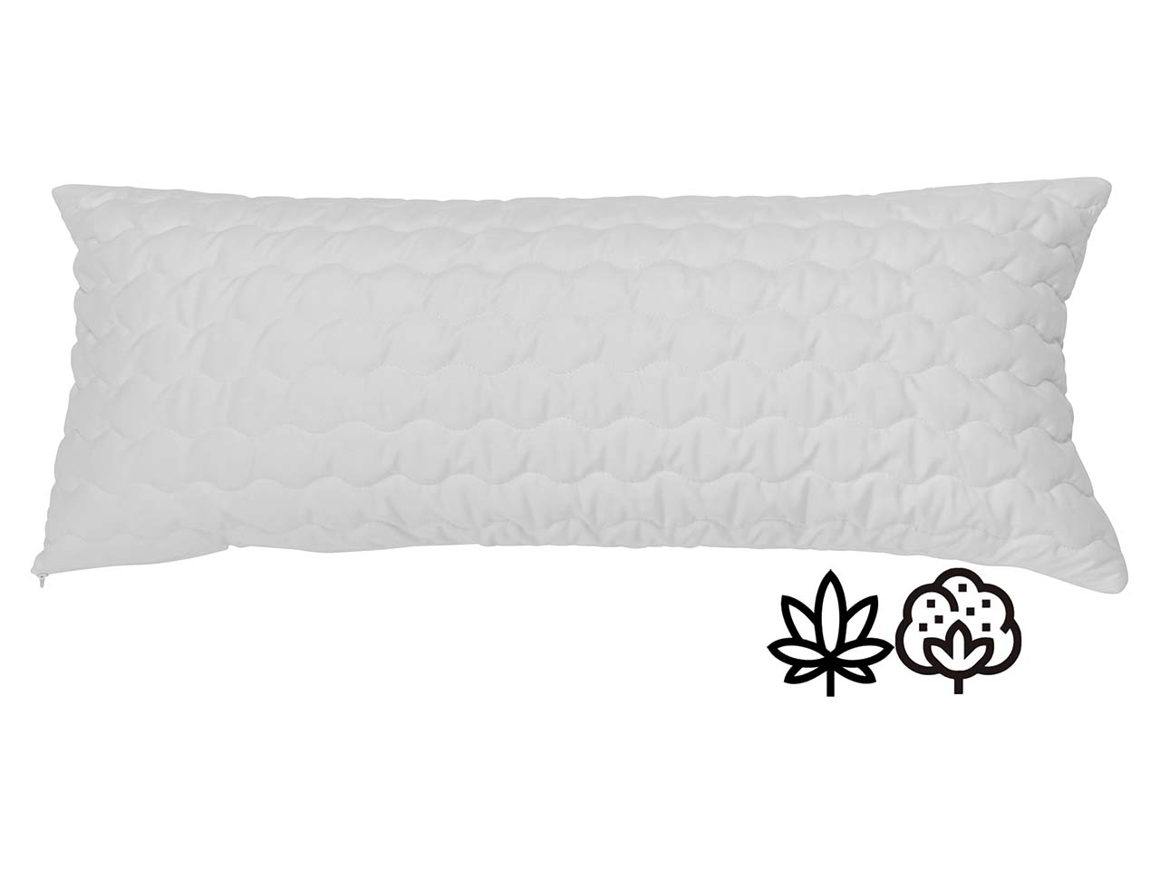 Kopfkissen mit Wellennaht 40 x 80 cm, mit Baumwoll-Hanffüllung 650g