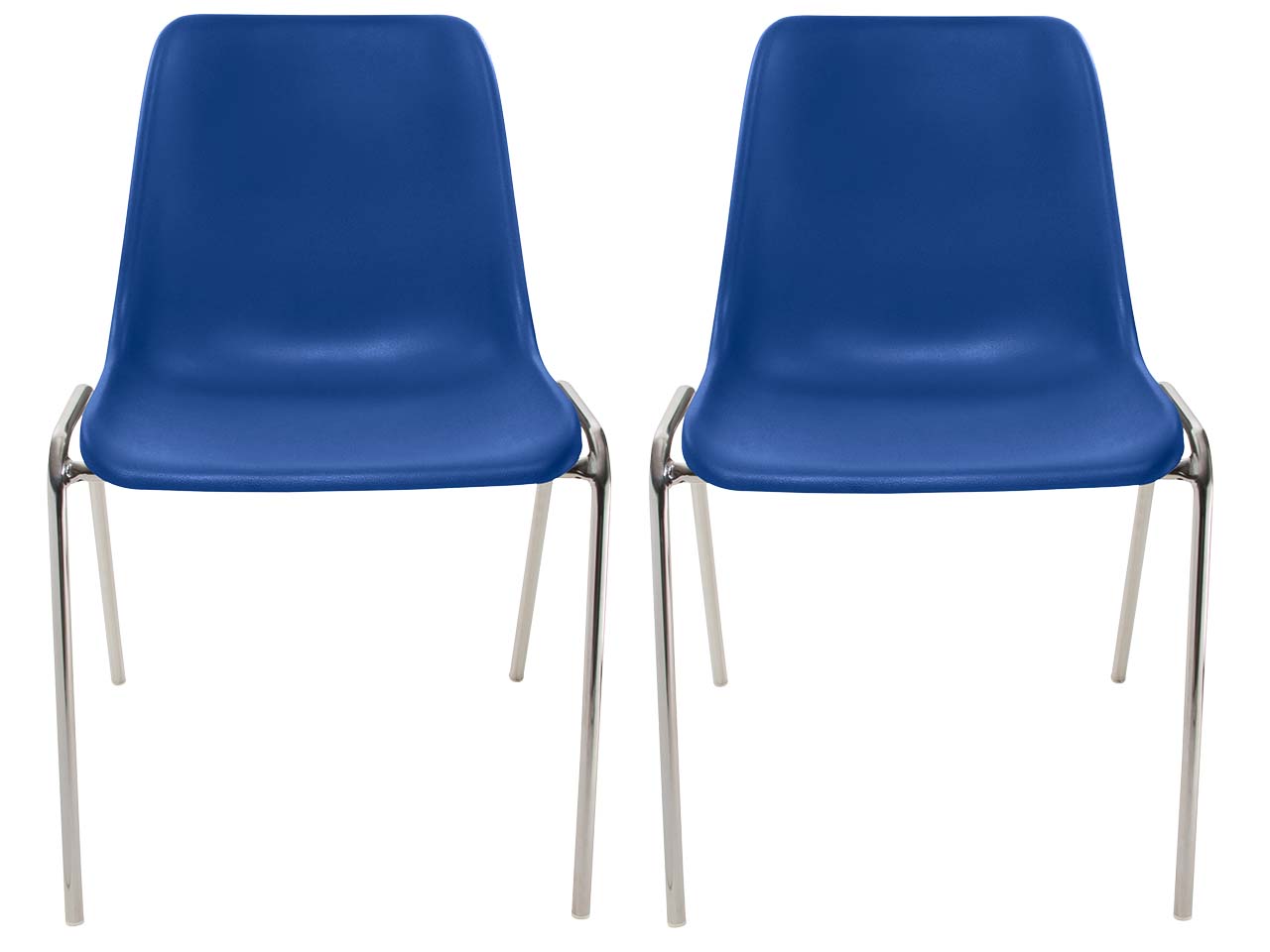 2x Besucherstuhl "ECO" Gestell verchromt, Kunststoffschale taubenblau