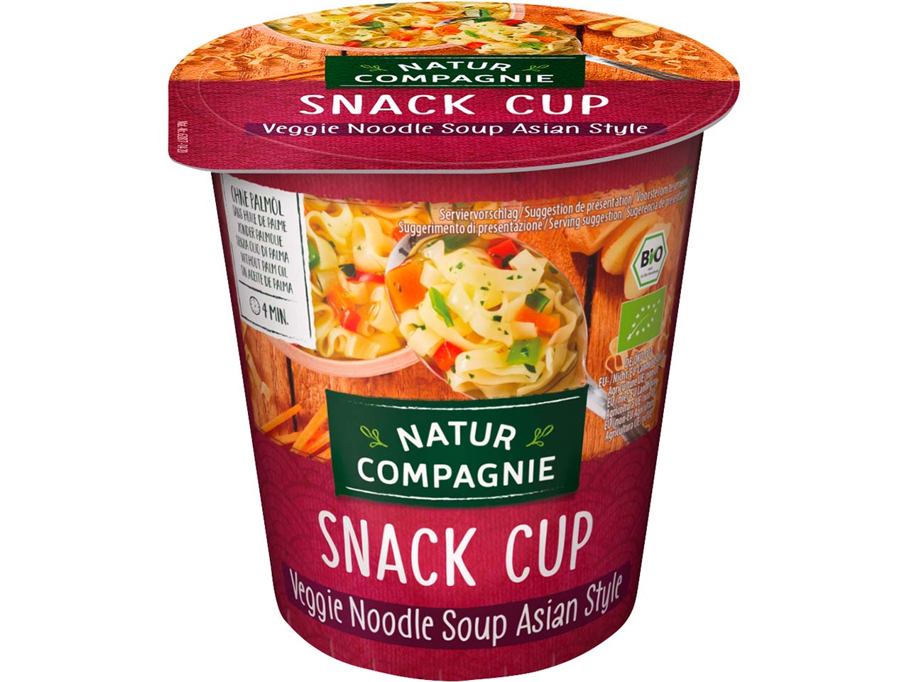 Natur Compagnie Vegetarische Bio-Gemüsesuppe mit Nudeln "Snack Cup" Asian Style, 55g