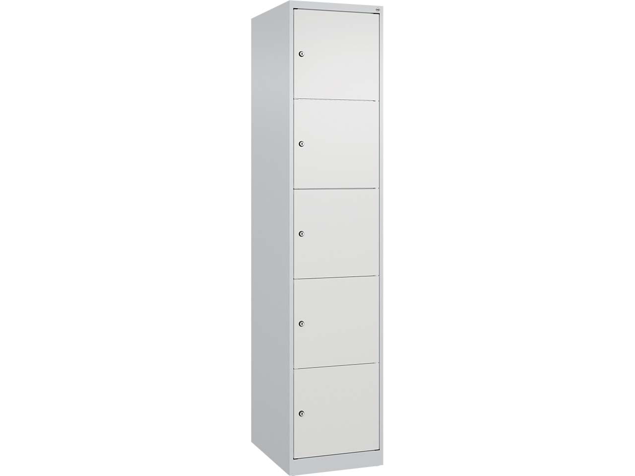C+P Schließfachschrank Classic PLUS, 5 Fächer, 1850x400x500mm, Lichtgrau/Verkehrsweiß