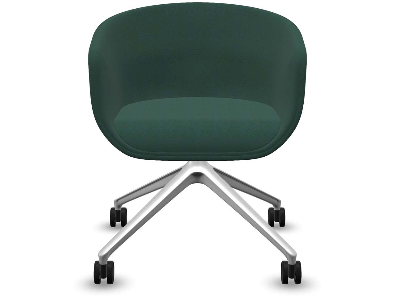 Profim Besucherstuhl "NU" mit Sternfußgestell auf Rollen, silber, Stoff: grün
