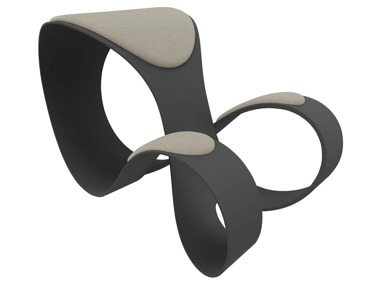 Quadrifoglio Kniehocker "Moon" Gestell braun, Bezug beige