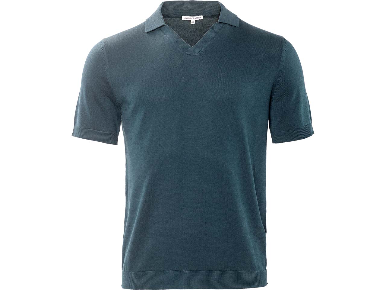 Living Crafts Bio-Herren-Polo-Shirt 'TAAROS' mit V-Ausschnitt, midnight, Gr. M