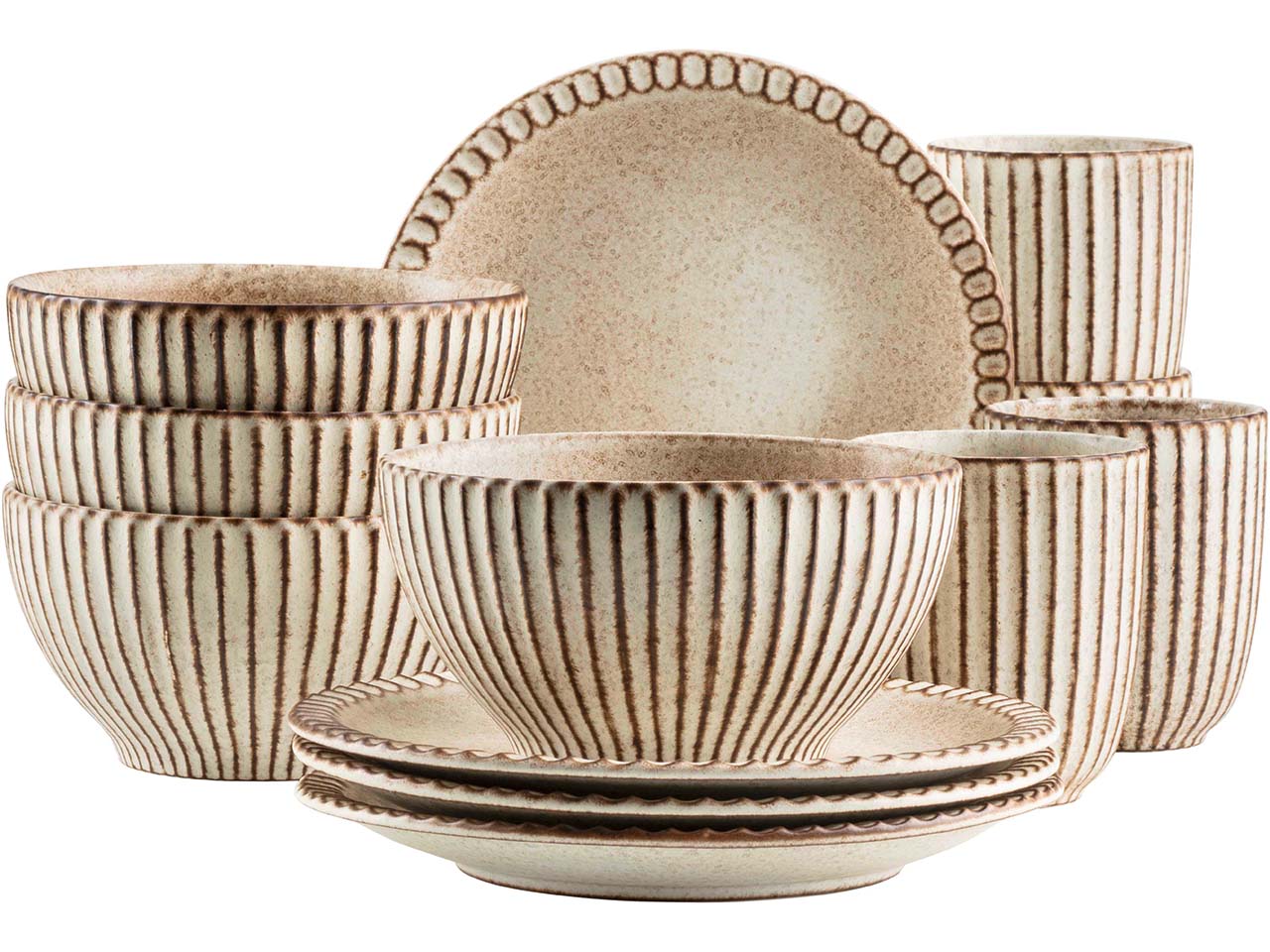 Mäser Frühstück Set 12-tlg. "Ida" Steinzeug, beige