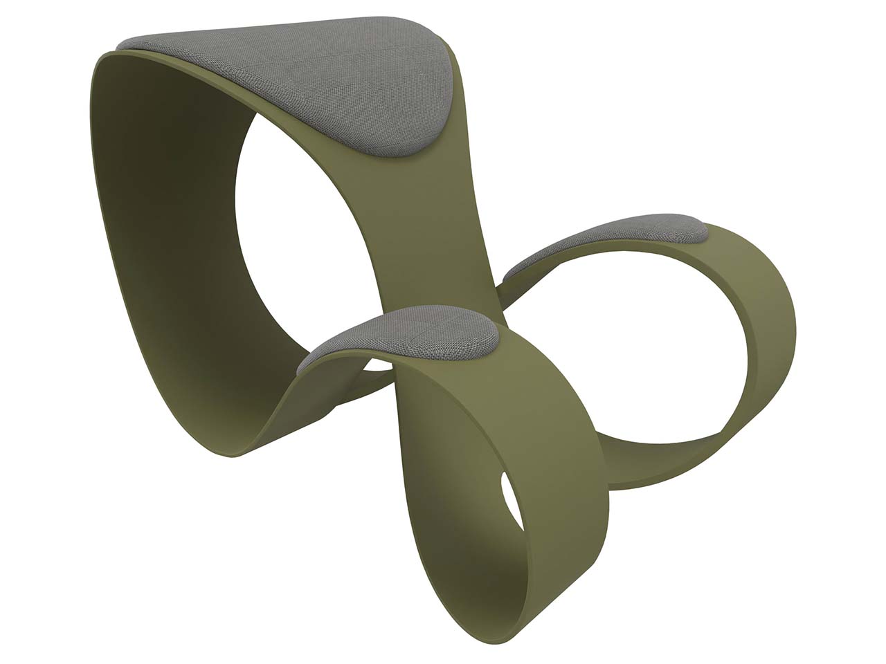 Quadrifoglio Kniehocker "Moon" Gestell grün, Bezug grau