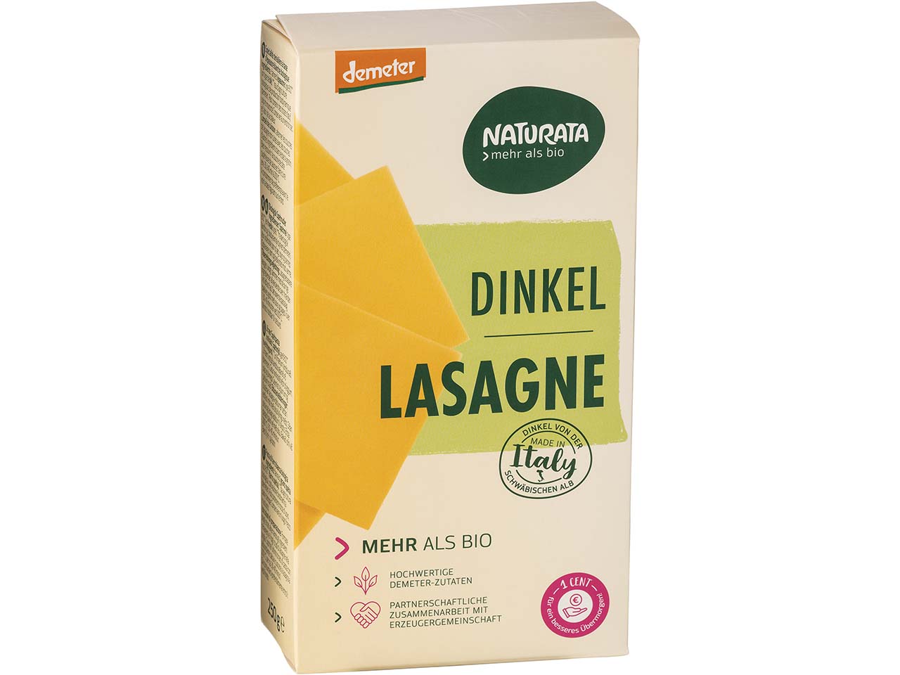 NATURATA Bio-Dinkel-Lasagne, demeter-zertifiziert, 250 g