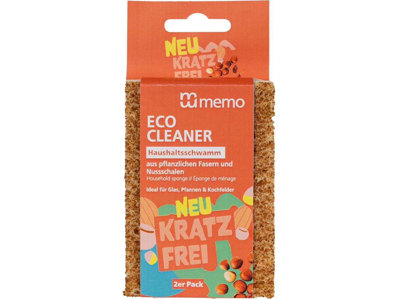 memo Haushaltsschwämme "ECO CLEANER" aus Zellulose, 2 Stk.