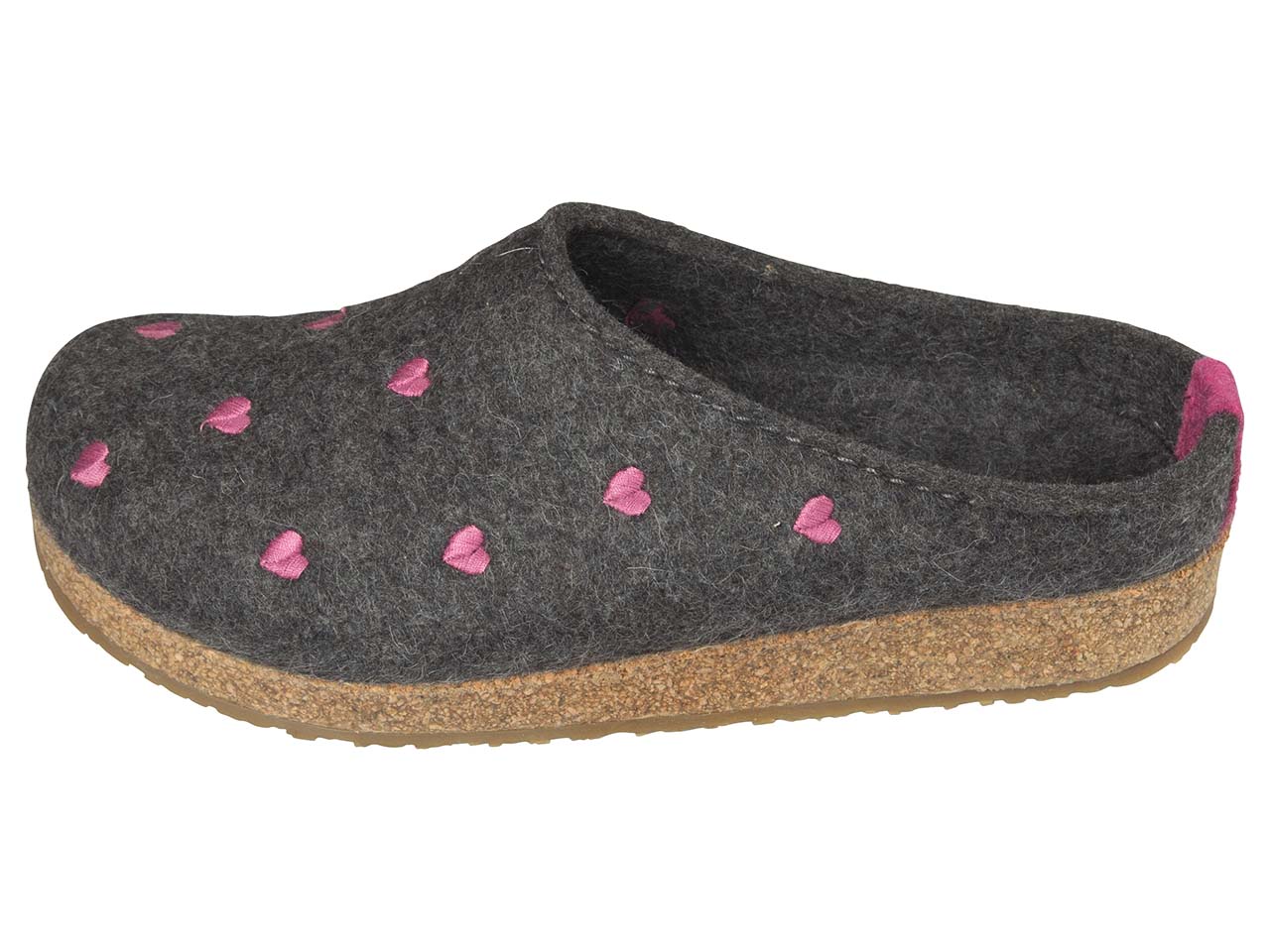 Haflinger Hausschuhe "Grizzly Cuoricino" anthrazit, Gr. 37
