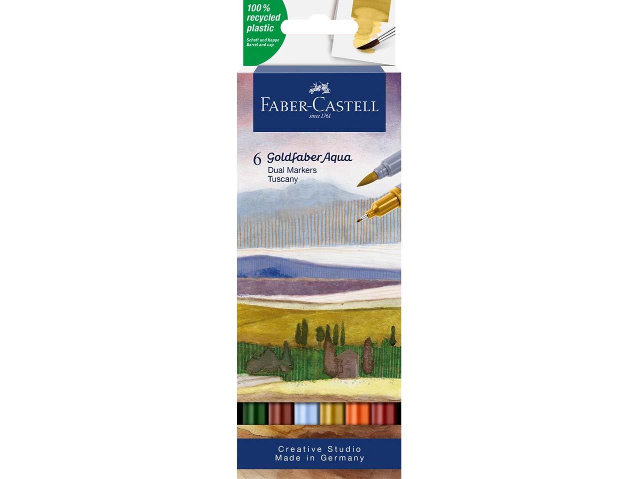 Faber-Castell Aquarell-Marker "Toskana" Goldfaber Aqua Dual, Lettering-Set, 6 Stück