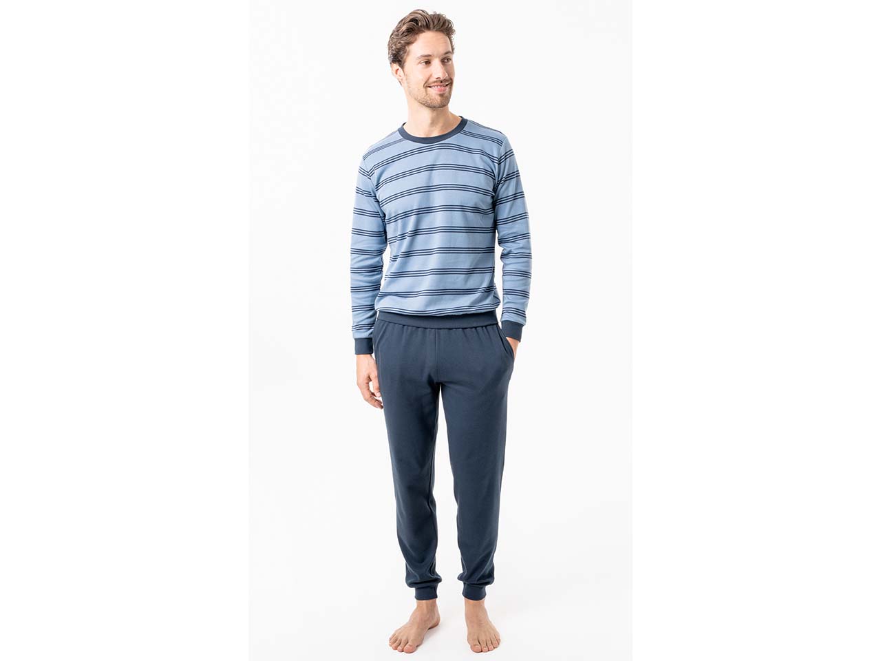 Living Crafts Bio-Herren-Schlafanzug 'ALVAR', ocean blue, Gr. M
