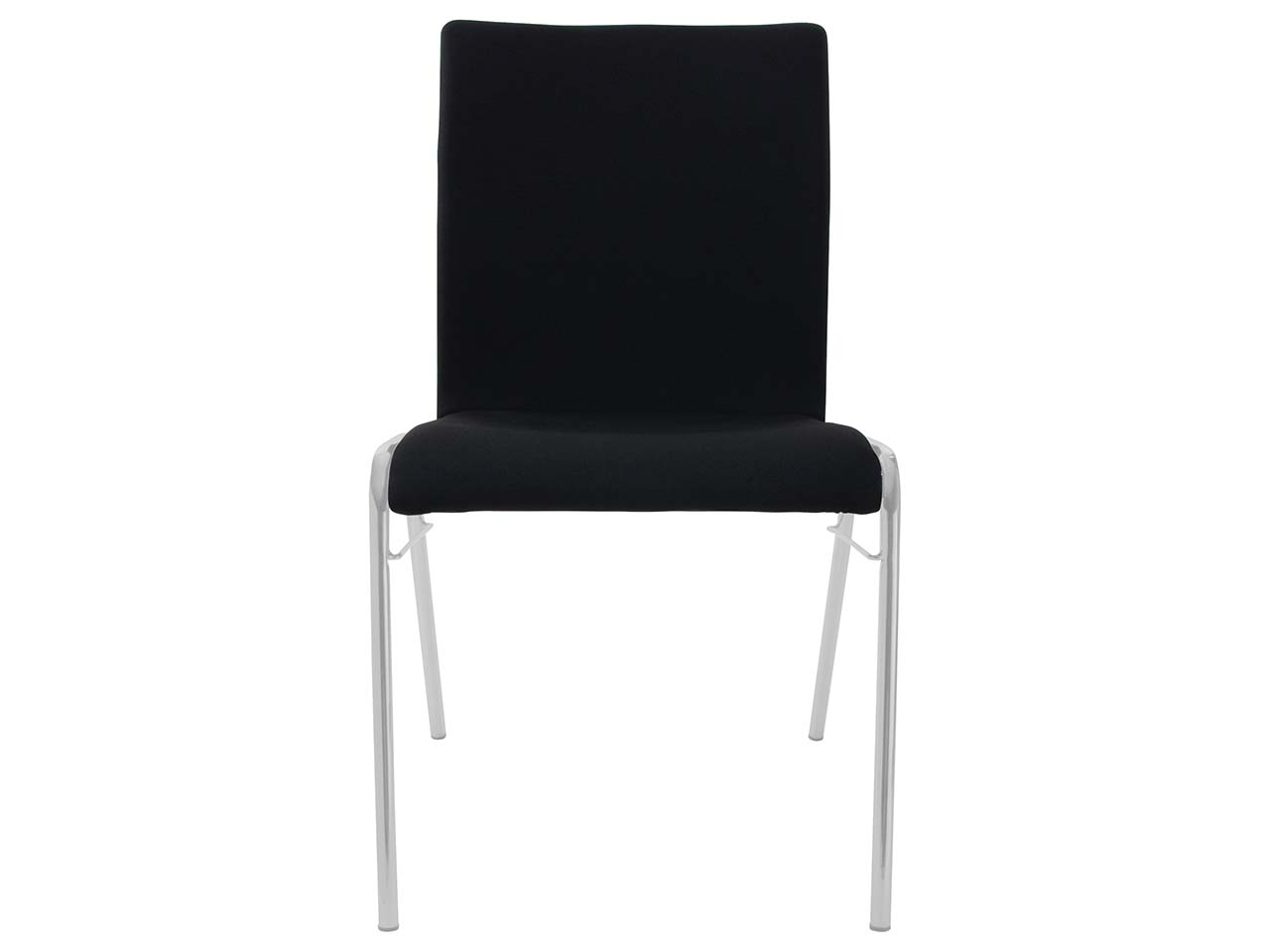 Besucherstuhl 'A45' Buche, Gestell silber, Steg, Vollpolster schwarz