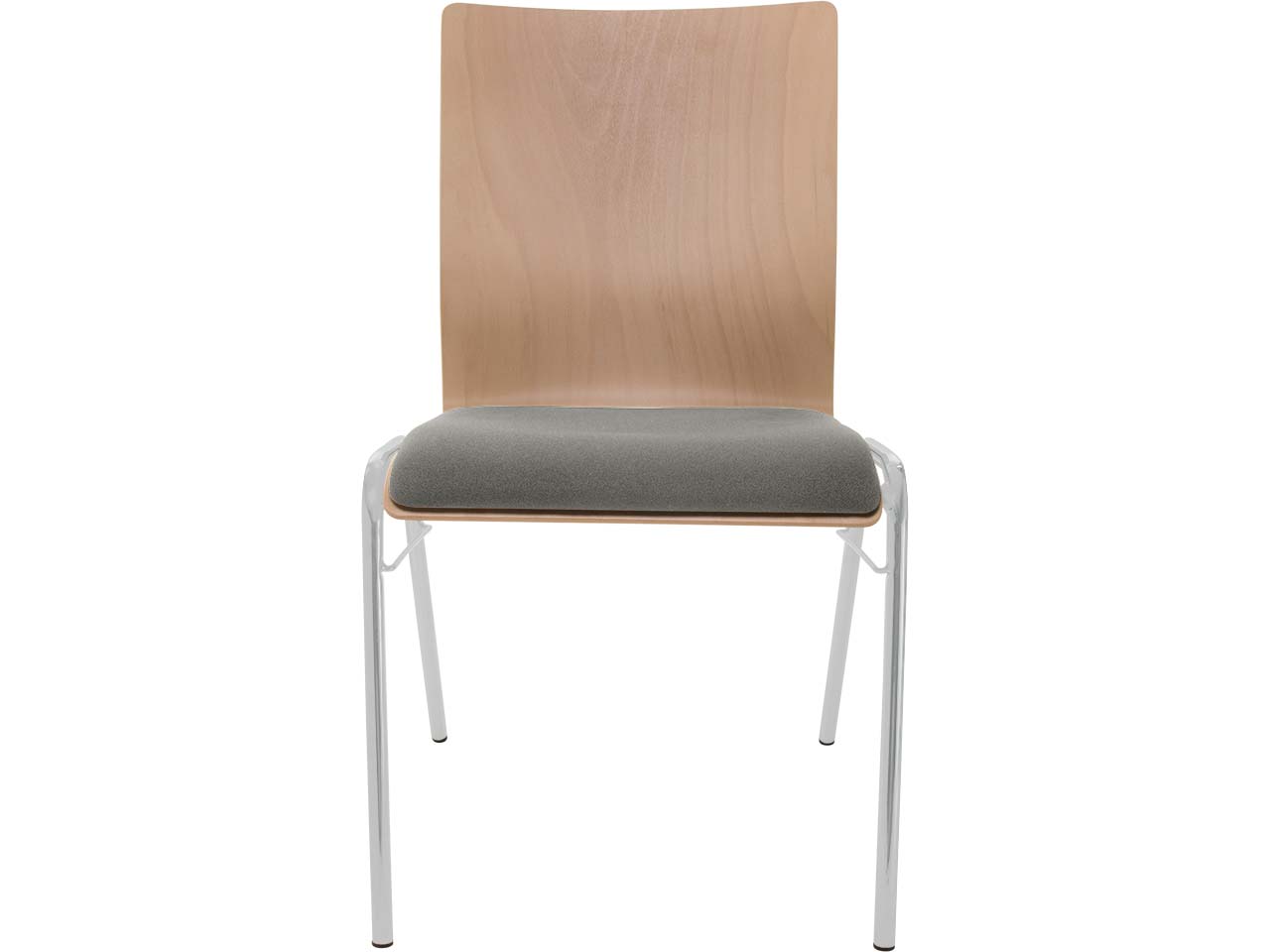 Besucherstuhl "A45" Buche, Gestell silber, Steg, Sitzpolster grau