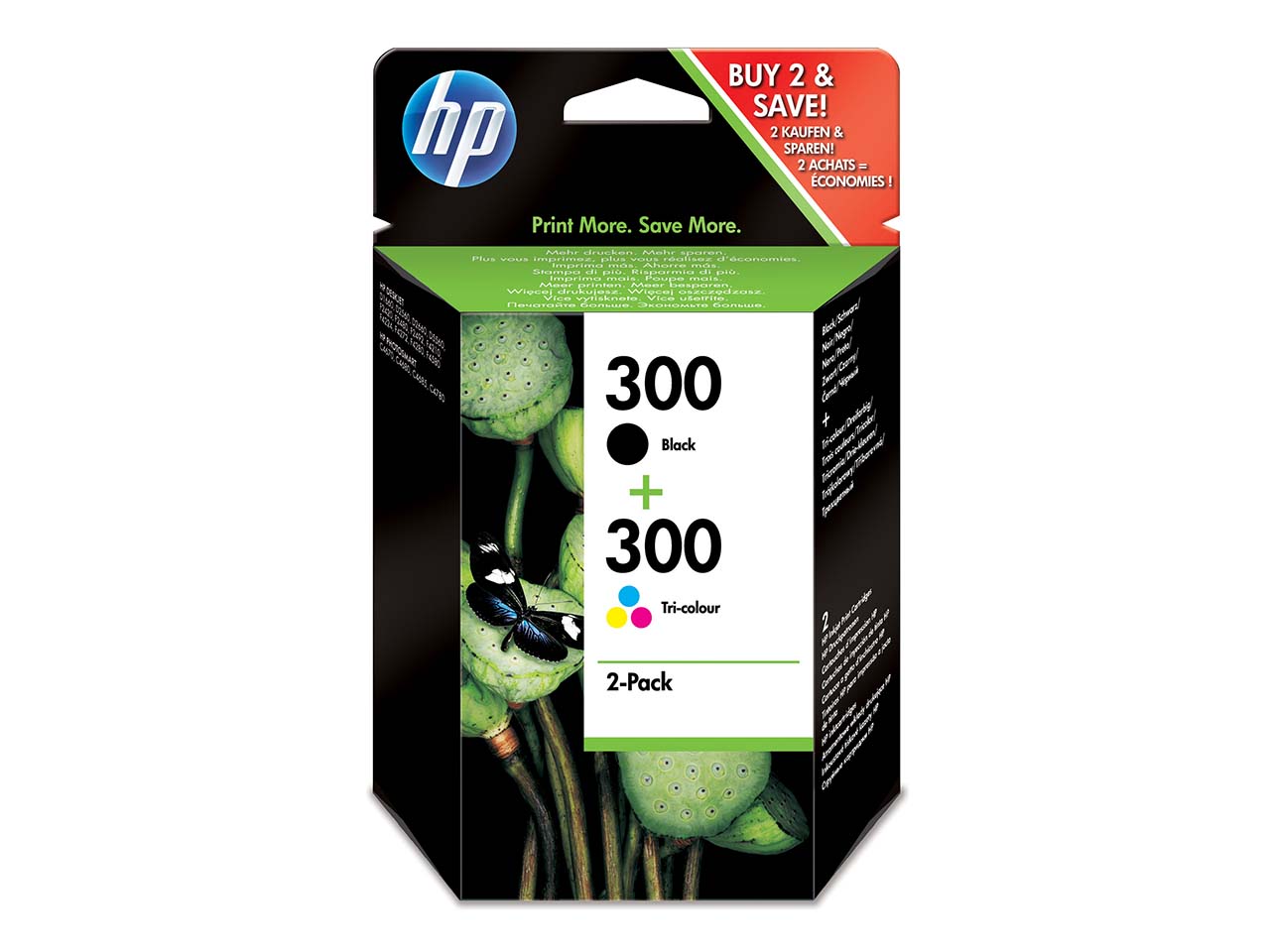 hp 2er Set Druckköpfe CN637EE, Nr. 300 schwarz, color