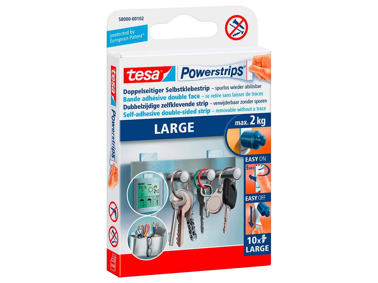 tesa Doppelseitige Selbstklebestrips 'Powerstrips' large, 10 Stk.