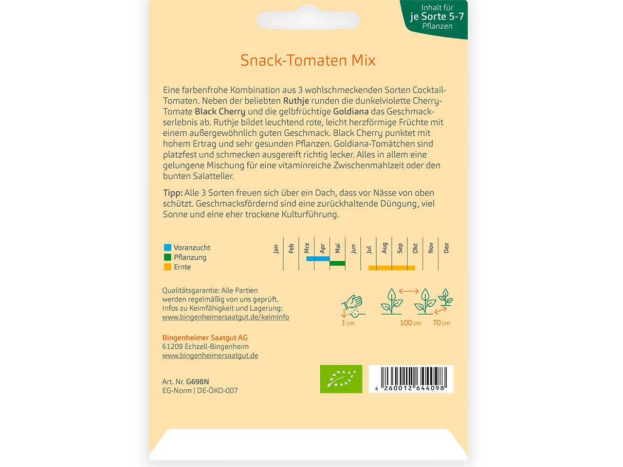 bingenheimer saatgut Bio-Saatmischung Snack-Tomaten Mix, 1 Stk.