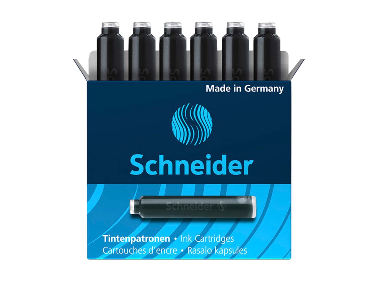 6 Schneider Tintenpatronen 6601 für Füller, schwarz