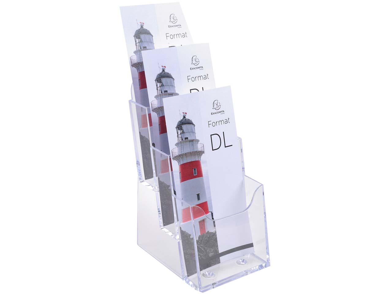 Exacompta Prospekthalter "Exacryl" aus PS, 3 Fächer, DIN lang