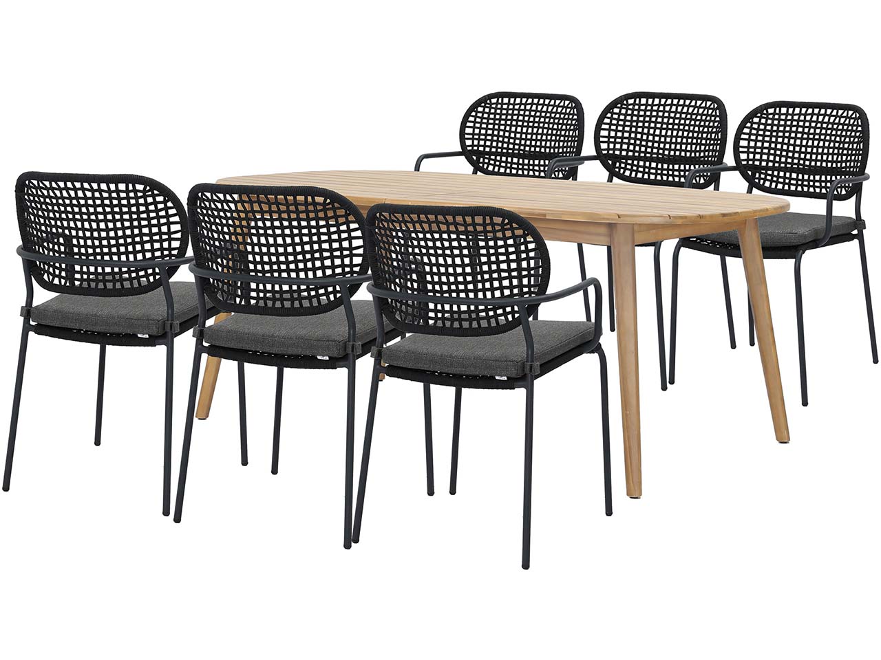 Gartenmöbel-Set "Siena & Reino", 7-teilig, 6 Stühle, Tisch 100 x 180/240 cm, anthracite