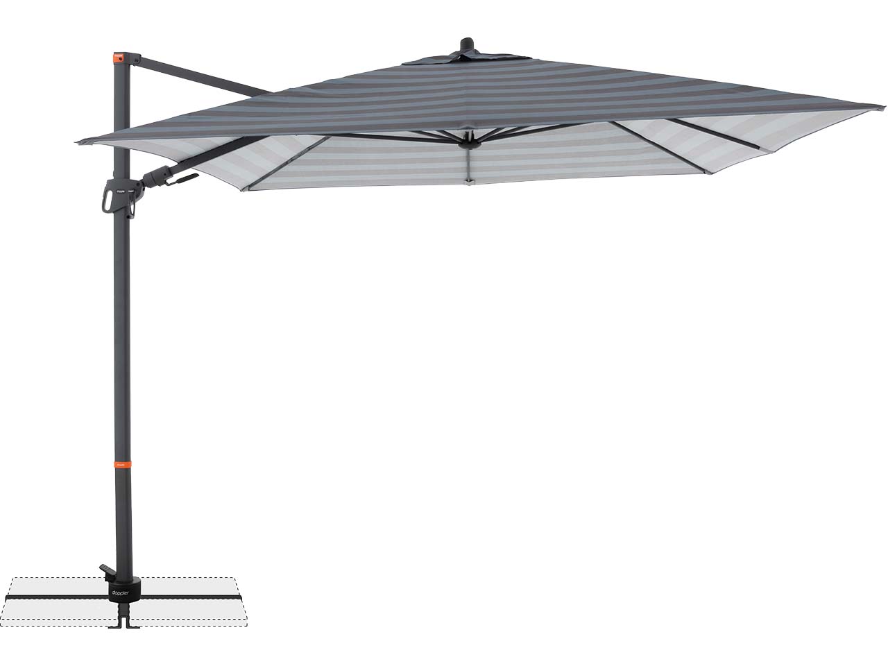 doppler Pendelschirm "myZone AX" 280 x 280 cm, Blockstreifen anthrazit