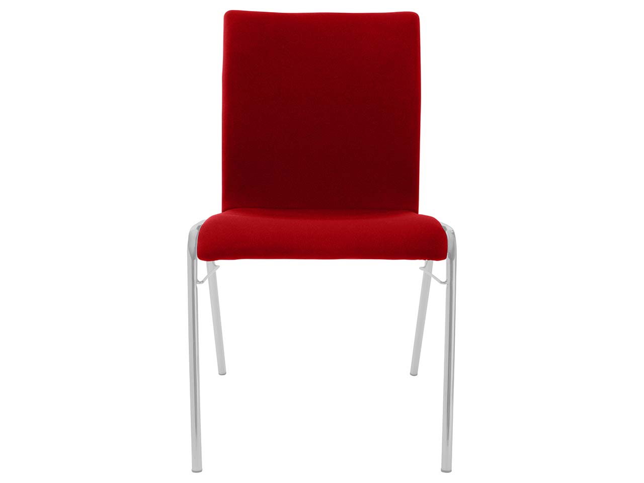 Besucherstuhl 'A45' Buche, Gestell silber, Steg, Vollpolster rot