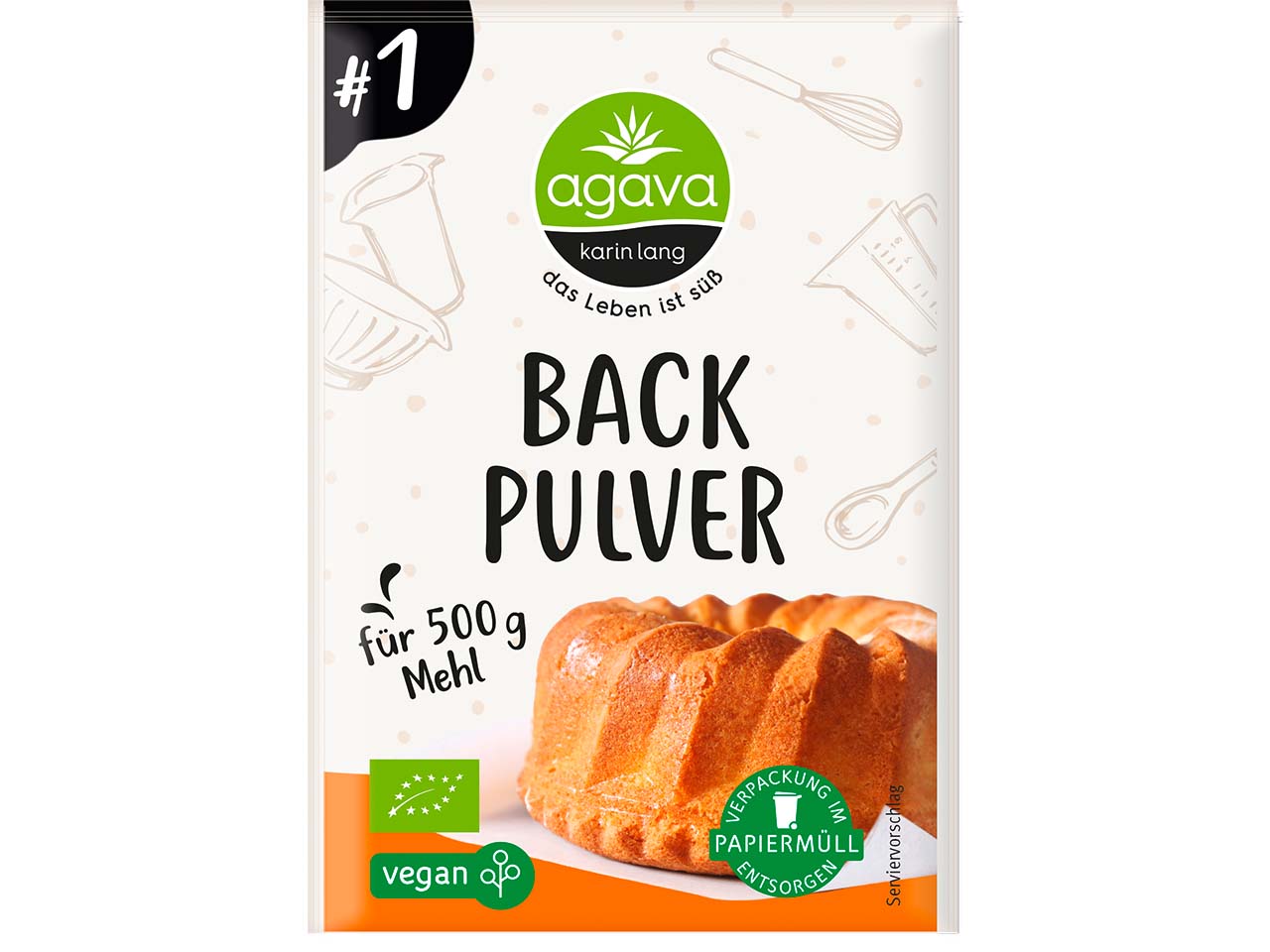 agava Bio-Backpulver, 3 x 15 g