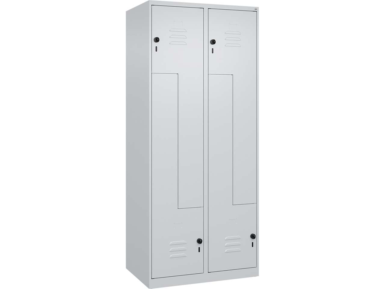 C+P Z-Spind Classic PLUS, 4 Fächer, 1850x800x500mm, Lichtgrau/Lichtgrau