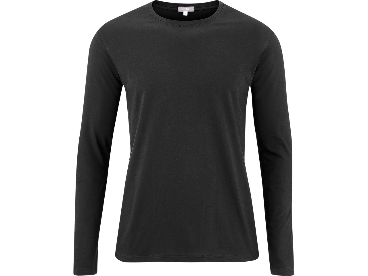 Living Crafts Bio-Herren-Langarmshirt "FRANK" mit Rundhalsausschnitt, black, Gr. M