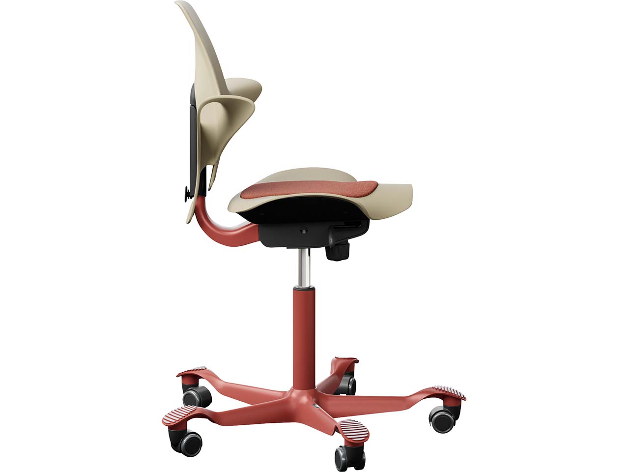 HAG Bürodrehstuhl"Capisco Puls 8010"Gestell:blush rose/sand,Stoff:"Mainline Flax"brick red