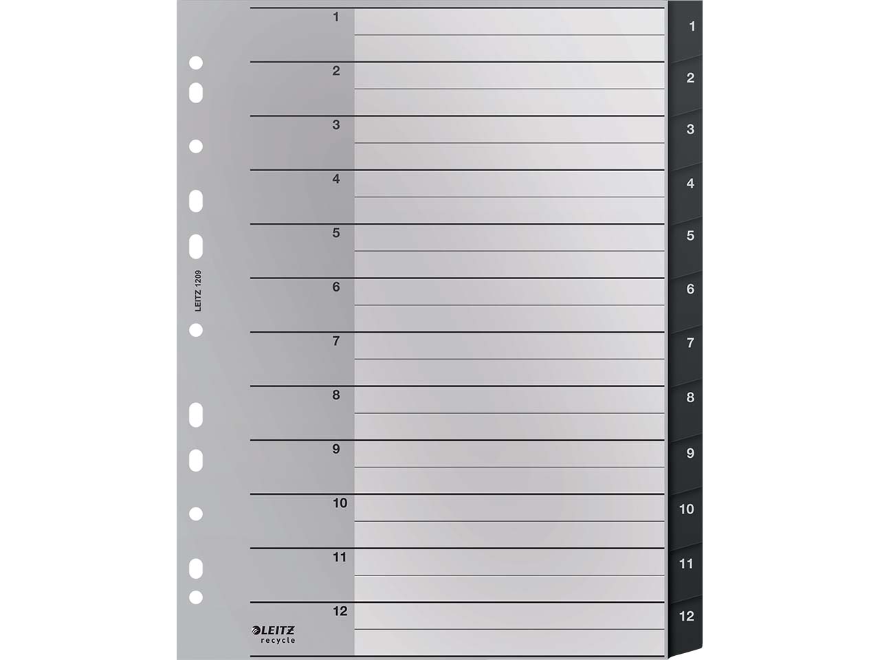 Leitz Recycle Register, PP, extrabreit, 1-12