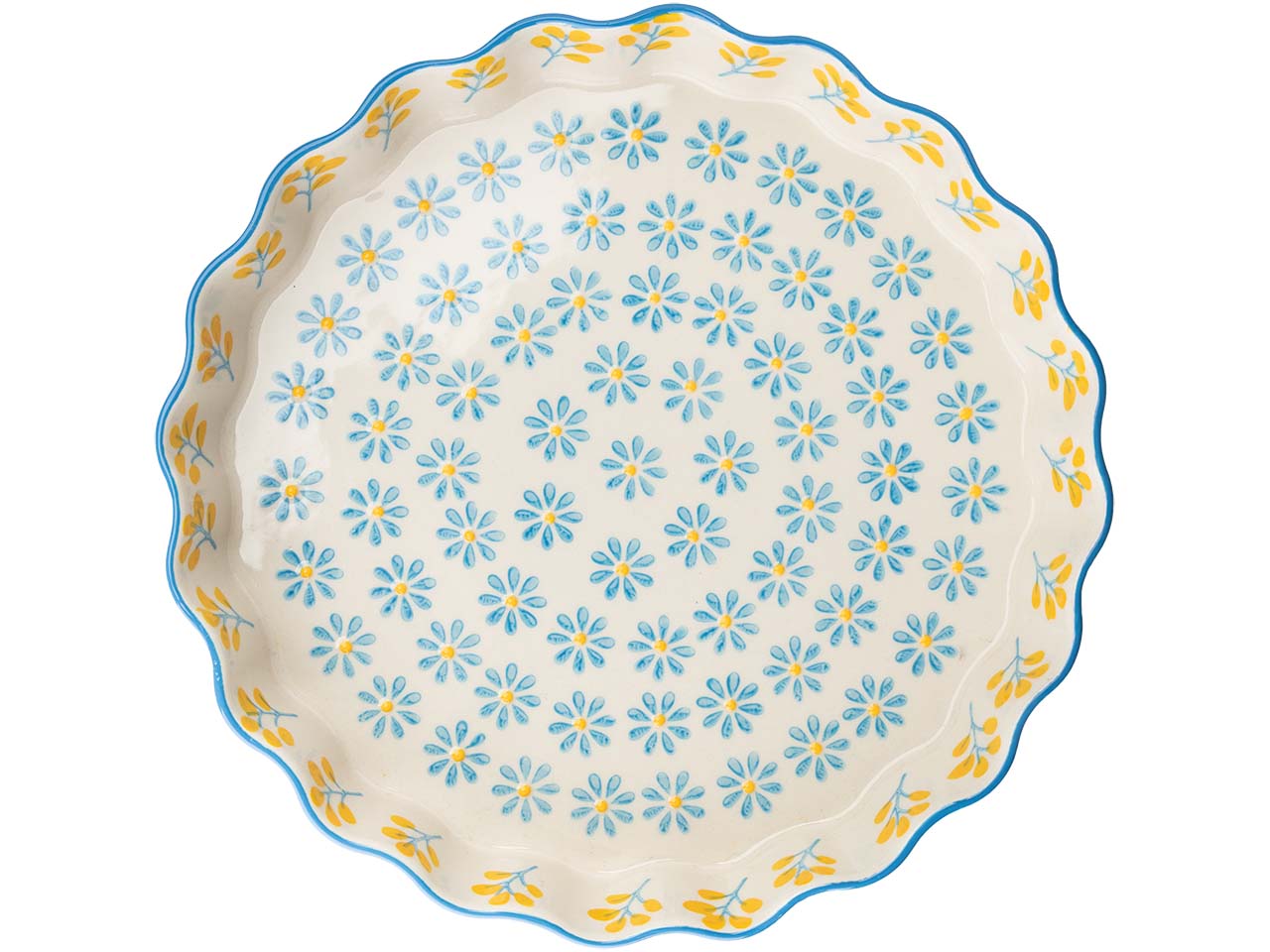 tranquillo Quicheform "FLORAL" 22 cm, aus Steinzeug, cream