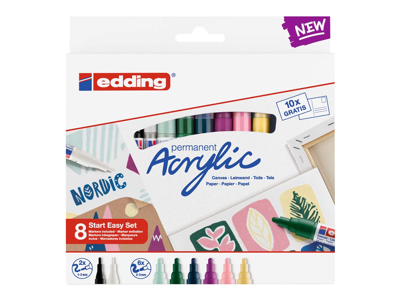8er Set edding Acrylmarker "Acrylic" Starterset Nordic, farbig sortiert